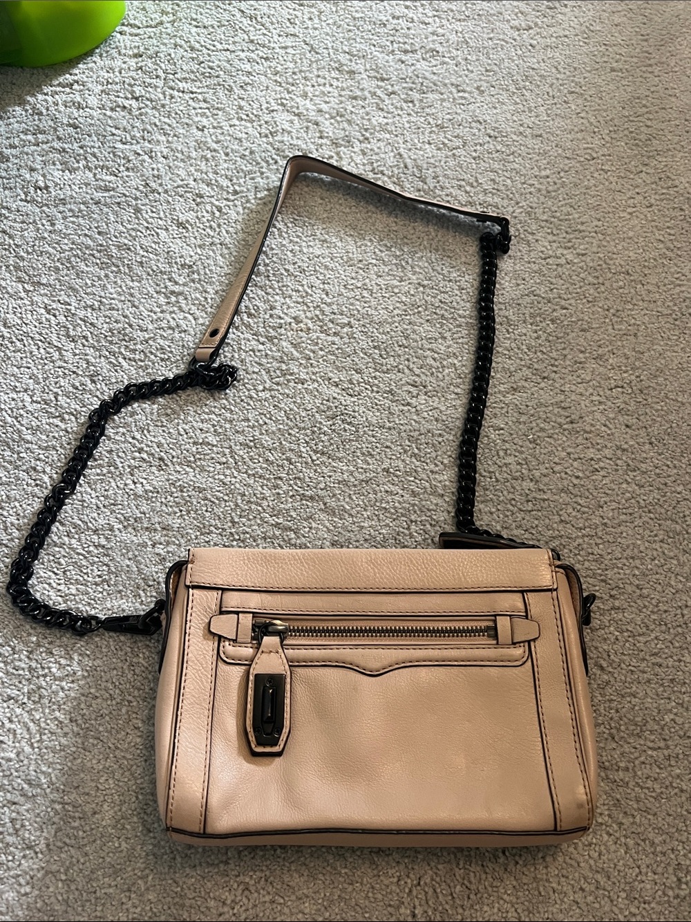 Rebecca Minkoff Women's Beige Leather Crossbody Bag with Chain Strap